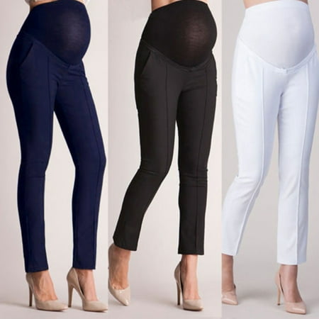 

AmShibel Maternity Work Pants Over the Belly Skinny Office Dress Leggings with Pockets Maternity Clothes for Pregnant Women