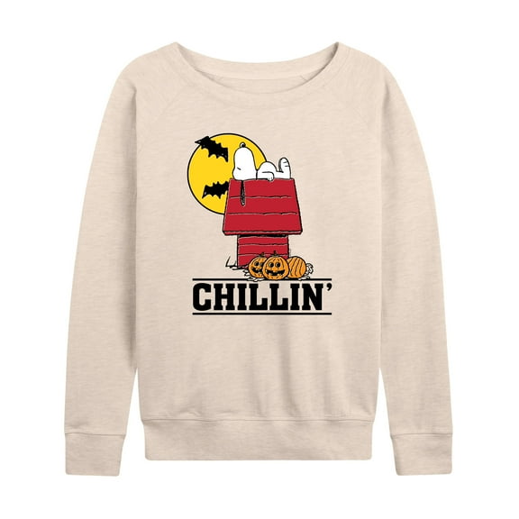 Peanuts - Snoopy Chillin Halloween - Women's Lightweight French Terry Long Sleeve Shirt