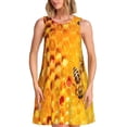 thumbnail image 1 of Naloa Abeilles sur Ruche Imprimé Nid d'Abeille Robe d'Été Décontractée de Printemps pour Femmes, Robe de Plage Sans Manches Col Rond Ample, 1 of 7