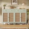 thumbnail image 6 of Tribesigns Mint Green 6-Tier Shoe Cabinet with Doors, Modern Rattan Shoe Organizer with Drawer, Storage Cabinet with Adjustable Shelf, 6 of 6