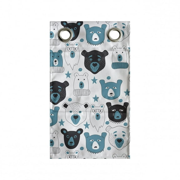 Winter Hanging Pocket Organizer, Bear Portraits Doodle Wilderness Animals Panda Christmas Cold Season, Printed Polyester Storage Bag with Pockets, 9" x 16", Teal Charcoal Grey White