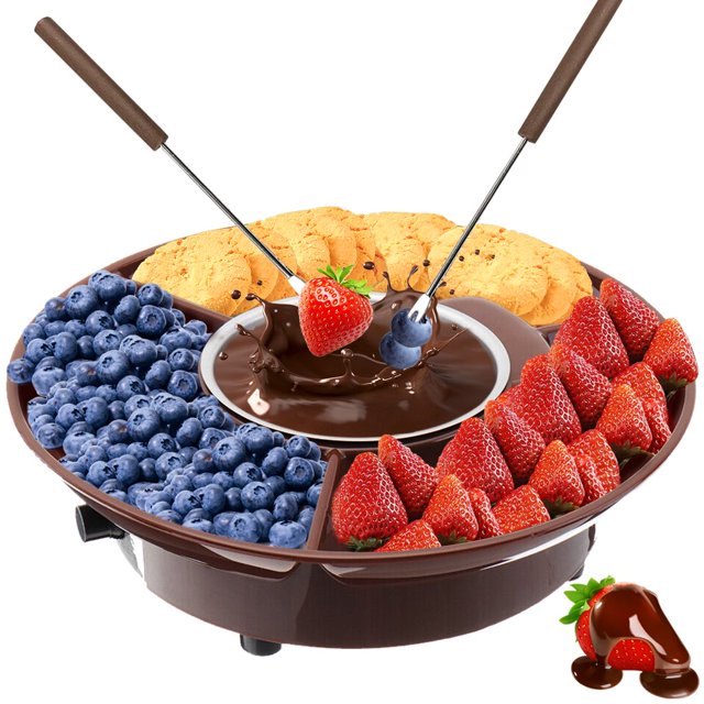 Chocolate Fondue Maker Electric Chocolate Melting Fondue Pot Set with Steel Forks Stainless Steel Bowl Serving Tray Upgraded Heating Material for Melting