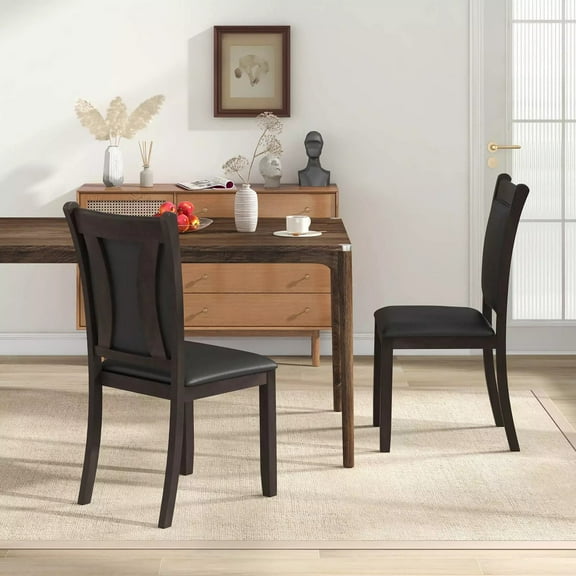 Harmijoy Dining Chairs Set of 2, Faux Leather Upholstered Kitchen Side Chairs with Padded Seat, Rubber Wood Legs, Modern Armless Dinner Chairs for Dining Room, Living Room, Restaurant, Gray