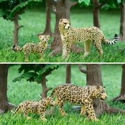 Toymany 8PCS 2-5 Plastic Jungle Animals Figure Playset Includes Baby Animals, Realistic Lion, Tiger, Cheetah, Leopard Figurines with Cub, Cake Toppers Christmas Birthday Toy Gift for Kids Toddlers