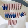 thumbnail image 5 of Fofosbeauty 24pcs Press on Nail Tips Extra Long Coffin Manicure Full Cover Nails, Nude Shin In Darkblue Night, 5 of 9