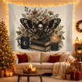 thumbnail image 3 of Skull Moth and Evergreen Wreath Tapestry, 3 of 7