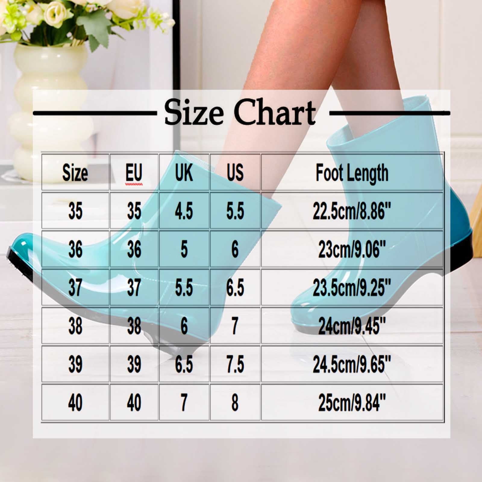 SuTry Women's Mid-Calf Waterproof Rain Boots Glossy PVC Wellies with Non-Slip Sole Low Heel Casual Water Shoes for Spring Summer Work Outdoor Use