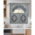 thumbnail image 2 of Aztec Southwest Kitchen Curtains Swag Valance and Tier Curtains Set 36 Inch Length, Boho Vintage Ethnic Abstract Floral Art Rod Pocket Drape Panels Pair Swag Curtains for Bathroom/Cafe/Window, 2 of 6