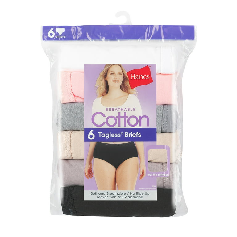 Hanes Women's Panties 6-Pack No Ride Up Cotton Brief Cut Underwear Cool  Comfort - Deblu