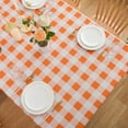 thumbnail image 3 of Fall Orange Gingham Tablecloth Plaid Checkered Oblong Tablecloth 60 X 84 - Rectangle Orange and White Polyester Fabric Table Cover Reusable Water Resistant for Autumn Thanksgiving Kitchen Outdoor, 3 of 8