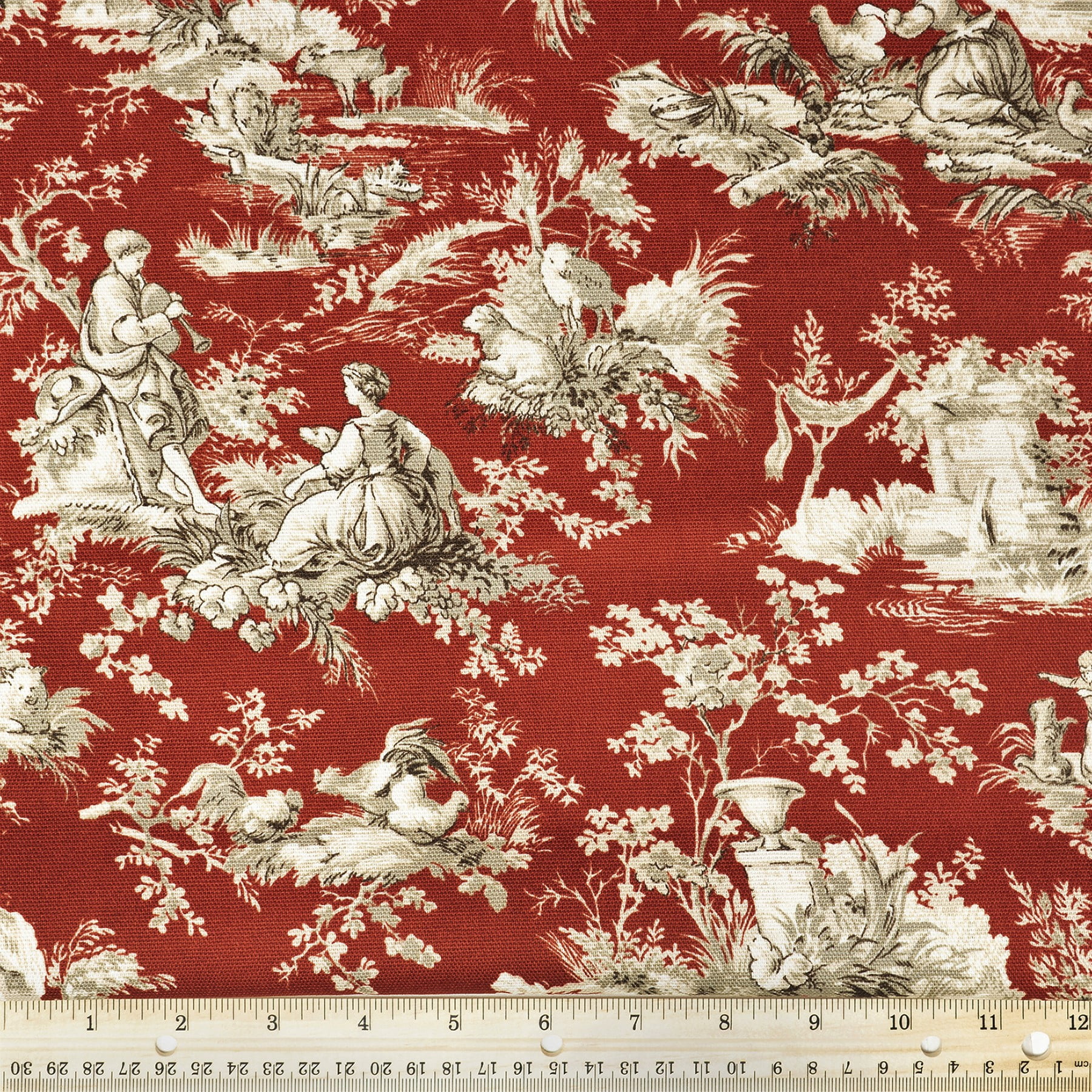 Waverly Inspirations 45" 100% Cotton Toile Sewing & Craft Fabric 8 yd By the Bolt, Ruby