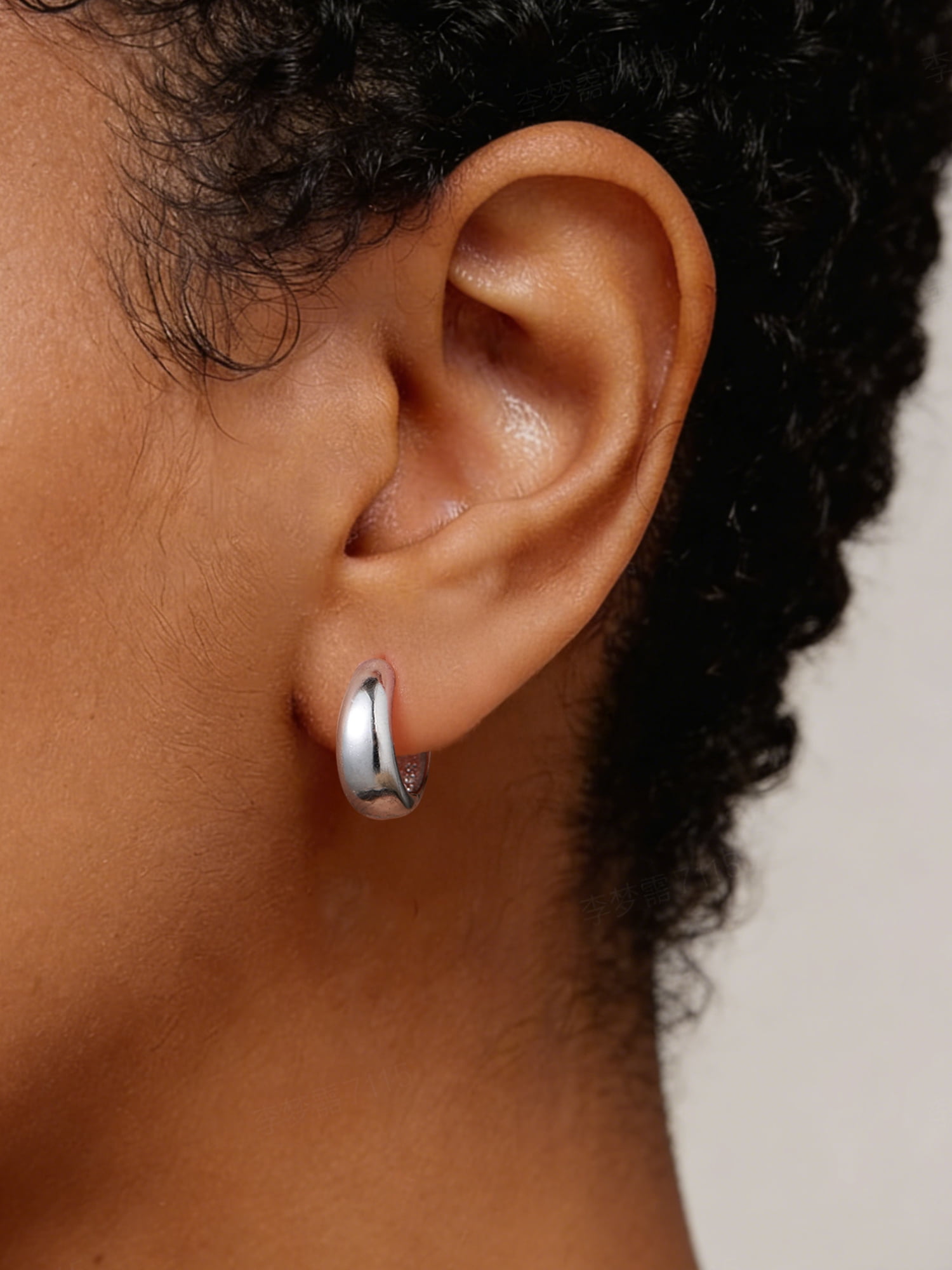 ChicSilver Solid 925 Sterling Silver Chunky Hoop Earrings for Women Hypoallergenic Thick Huggie Earring Wide Hoops Everyday Hoop Earrings