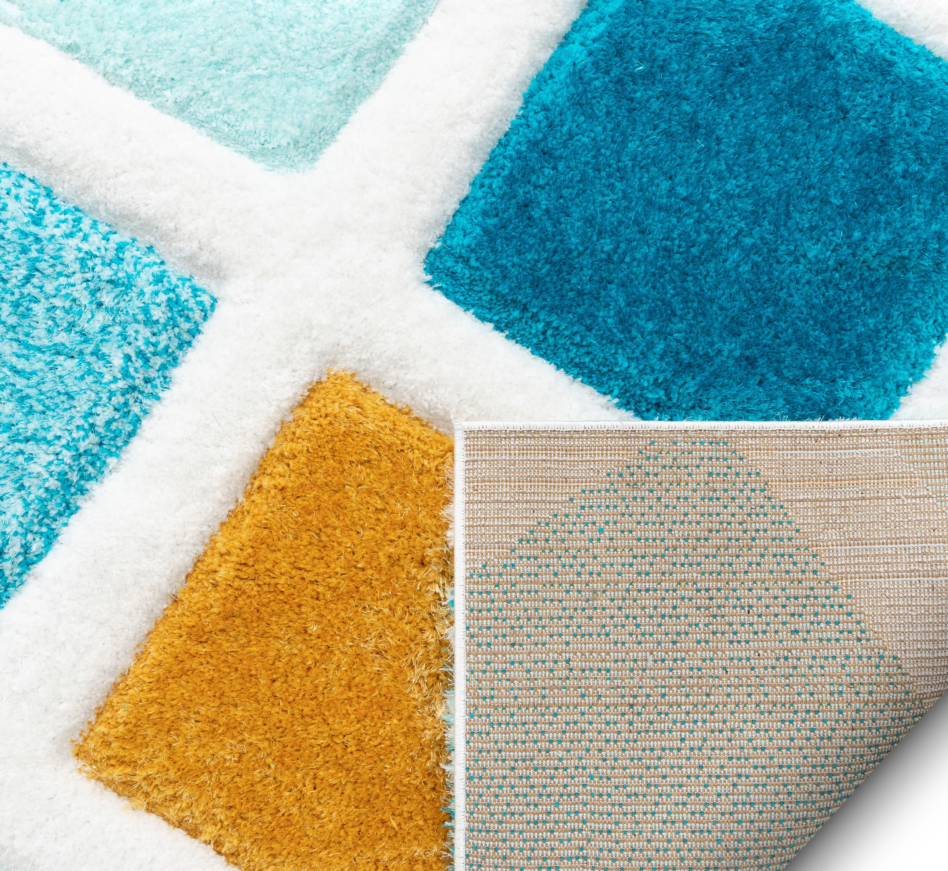 Well Woven San Francisco Posh Blue Modern Geometric Trellis 3'11" x 5'3" Area Rug