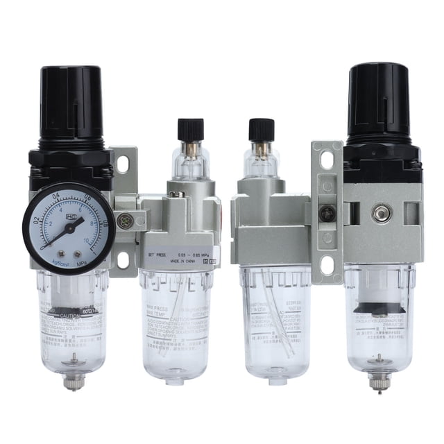 Tbest Water Oil Separator Compressed Air Drain Filter Regulator with Pressure Gauge 0.05‑0.85MPa,Water Oil Separator,Compressed Air Filter Regulator