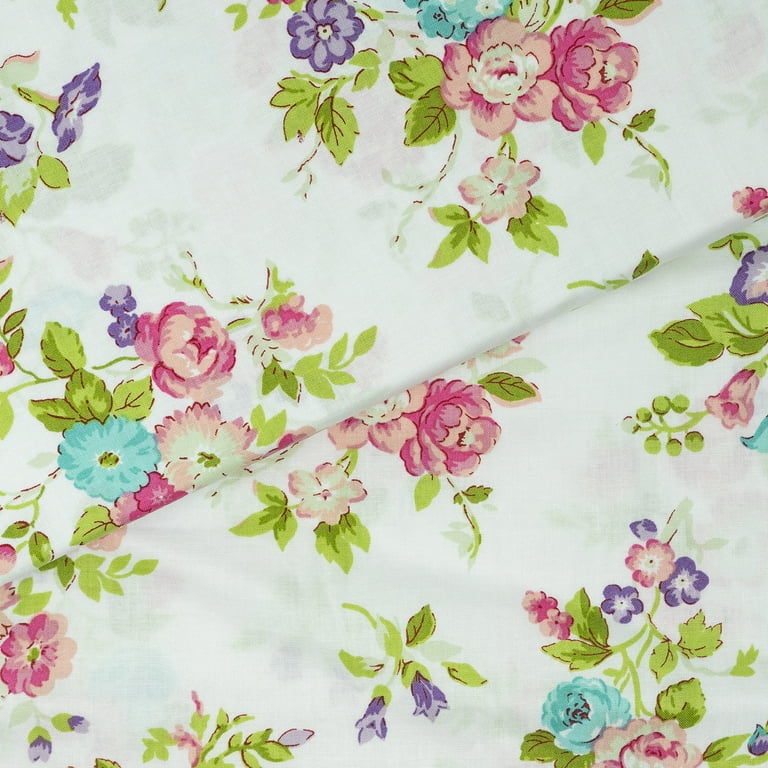 Waverly Inspirations Cotton 44 inch Medium Floral Carnation Color Sewing Fabric by The Yard, Size: 36 inch x 44 inch