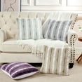 thumbnail image 4 of Home Soft Things Plush Striped Faux Fur Pillow Covers, Set of 2, 20"x20", Cacolo, 4 of 9