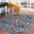 thumbnail image 3 of SAFAVIEH Riviera Ulysses Medallion Polyester Machine Washable Area Rug, Blue/Black, 5'5" x 7'7", 3 of 13