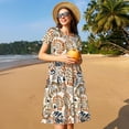 thumbnail image 4 of Disketp Floral Paisley para Vestido de Manga Corta para Mujeres, Vestidos de Verano para Mujeres, Casual y Holgado para la Playa, 4 of 6
