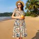 thumbnail image 4 of Easygdp Floral Paisley para Vestido Transpirable de Mujer, Vestido Suelto de Manga Corta con Pliegues y Bolsillos para el Verano, 4 of 6