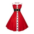 thumbnail image 1 of Pudcoco Robe pour Femme Style de Noël Motif Dentelle Sans Manches Robe Midi, 1 of 5