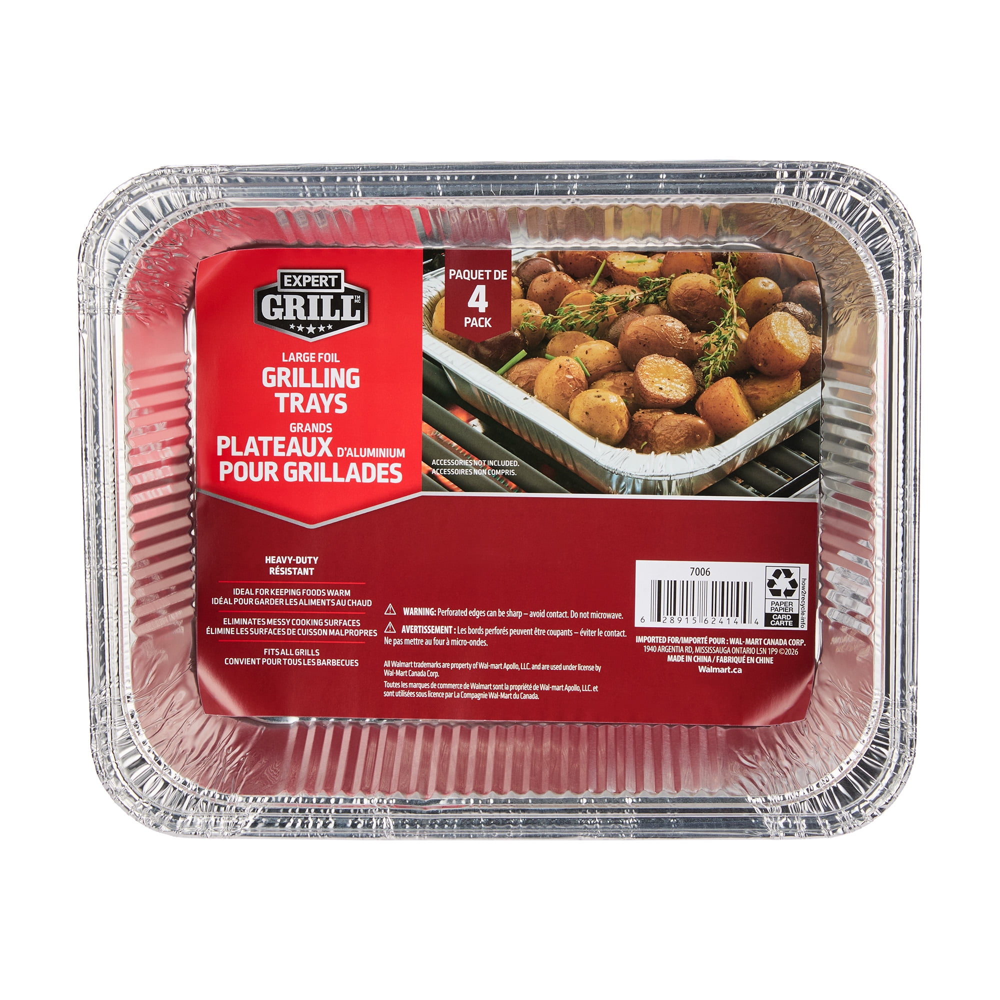 Grands plateaux d’aluminium pour grillades Expert Grill, paquet de 4