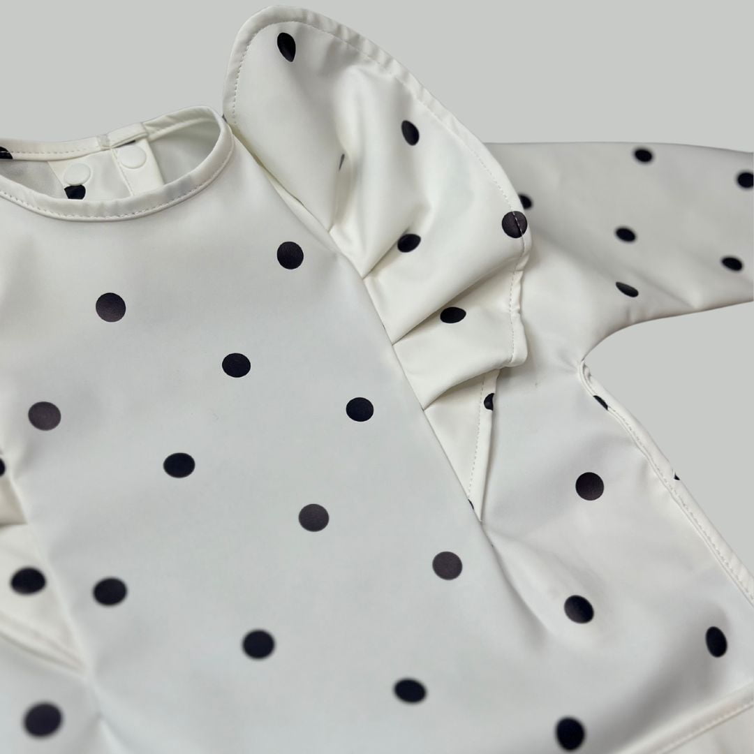 Premium Classic Low-Pocket Winged Ruffle Long Sleeve Bib Smock (Size M 2-4T)