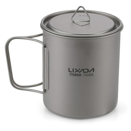 Lixada Ultralight Titanium Cup Outdoor Portable Camping Picnic Water Cup Mug with Foldable Handle 300ml / 350ml / 420ml / 550ml / 650ml / (Best Titanium Camping Cup)