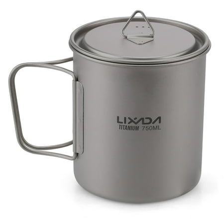 Wall Titanium Cup Lixada Ultralight Titanium Cup Outdoor Portable Camping Picnic Water Cup Mug with Foldable Handle 300ml / 350ml / 420ml / 550ml / 650ml / 750ml ()