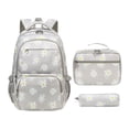 thumbnail image 1 of Mochila ligera con estampado de margaritas para escuela primaria, ideal para adolescentes. Gris, 1 of 9