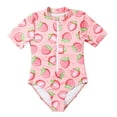thumbnail image 2 of Up to 50% off Shldybc Girls Swimsuits, Kids One-Piece Bathing Suits Strawberry Beach Bathing Suit Girls Short Sleeve Zipper Jumpsuit Swimsuit Kids Swimwear for Size 8-14 Years on Clearance, 2 of 9