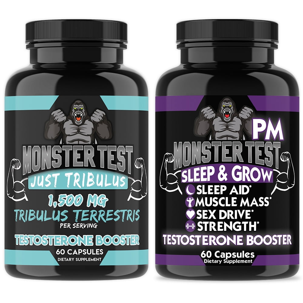 Monster Test Mens Just Tribulus + Monster PM Sleep Aid Testosterone Booster 2pk