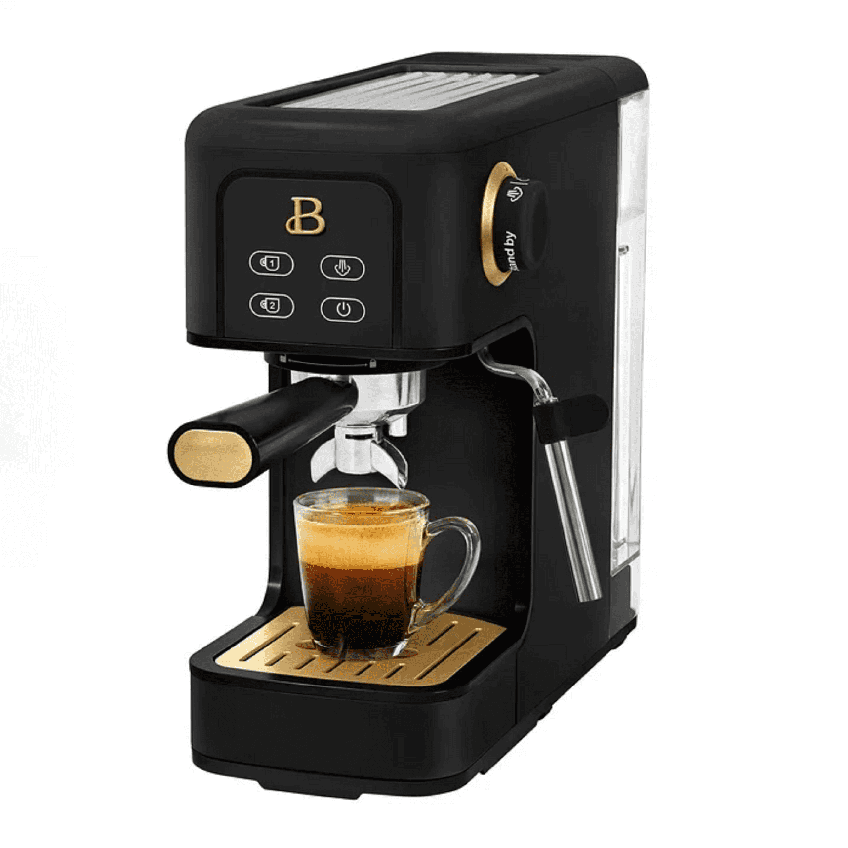 Beautiful by Drew Barrymore Slim Espresso Machine, 20-Bar Pressure, Black Sesame