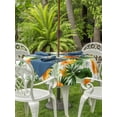 thumbnail image 4 of Outdoor Tablecloth with Umbrella Hole Zipper Summer Flowers Round Tablecloth 60" Waterproof Outside Table Cloth Orange Botanical Florals Green Leaves Patio Table Cover Tablecloths for Picnic Party, 4 of 8