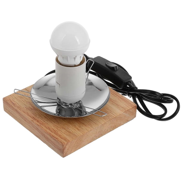 Wood Lamp Base E27 Screw Light Bulb Socket Indoor Lighting Desk Lamp Components Brown Natural Wood Material 1Pack