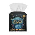 thumbnail image 2 of Psesaysky Cute Square Tissue Box Cover PU Leather, Blue Owl Waterproof Car Tissue Holder Storage for Bathroom Vanity, Countertops, Dressers, Night Stand, Parlors and Offices, 2 of 7