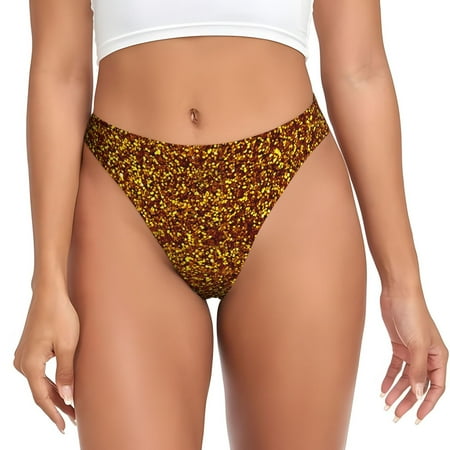 Adobk Golden Glitter Print Seamless Women Underwear Thongs No Show Ladies Thong No Line Breathable Comfortable Panties Undies for Women-4X-Large