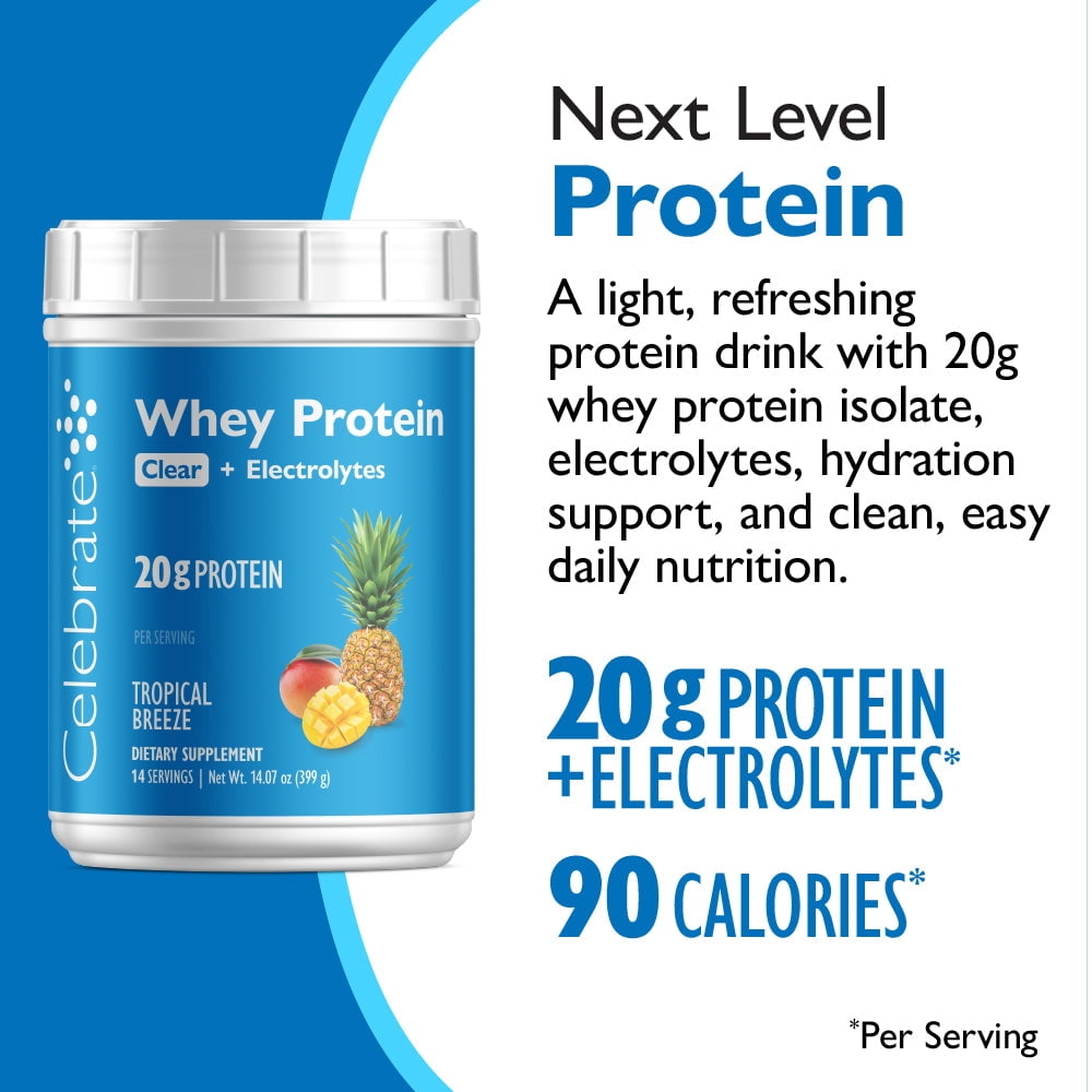 Celebrate - Whey Protein Clear + Electrolytes - Tropical Breeze