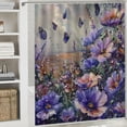 thumbnail image 6 of Creowell Purple Shower Curtain, Picturesque Cottagecore Style Flowers Meadow Monochromatic Pastel Tones, Cloth Fabric Bathroom Decor Set with Hooks, Lilac Lavender Quartz White, 6 of 7