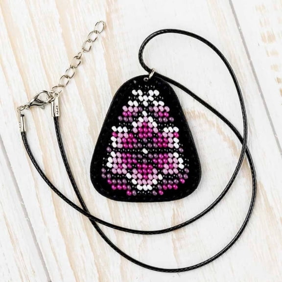 Wizardi Wonderland Crafts Bead Embroidery kit on Artificial Leather Pendant FLBB-081