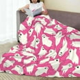 thumbnail image 3 of Halloween Ghost Pink Blanket Halloween Throw Blanket Flannel Lightweight Soft Plush Fuzzy Blankets for Bed Sofa Couch Livingroom Chair Car Travel Pet 50"x40", 3 of 6