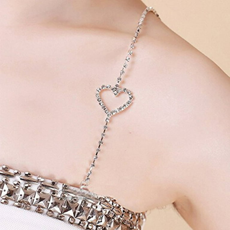 Dual-Chain Decorative Bra Straps Bling Crystal Rhinestone Adjustable  Removable Fancy Bra Strap Replacement For Bra Tops Dress (H 
