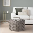 thumbnail image 4 of Round Pouf Foot Stool Ottoman, Modern Velvet Foot Rest for Couch, Upholstered Braided Ottoman for Living Room, Bedroom, Grey, 4 of 6