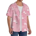 thumbnail image 2 of Balery Pink Flamingos and Flowers Camisa Casual de Manga Corta con Botones para Hombre, Texturizada, Estilo Cubano, para Playa, Verano-Medium, 2 of 5
