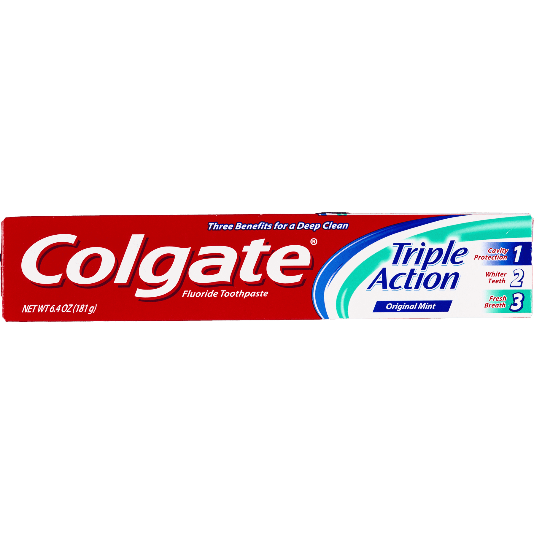 Colgate Triple Action Toothpaste, Original Mint, 6.4 Ounces Tube
