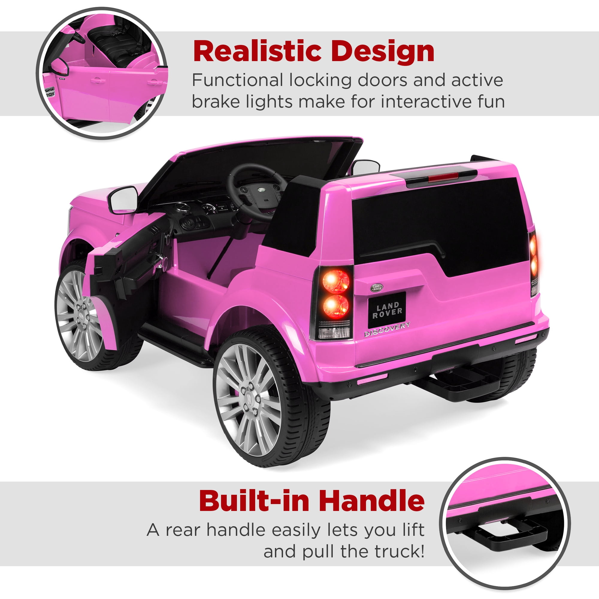 Best Choice Products 12V 3.7 MPH 2-Seater Licensed Land Rover Ride On Car Toy w/ Parent Remote Control - Pink - 3