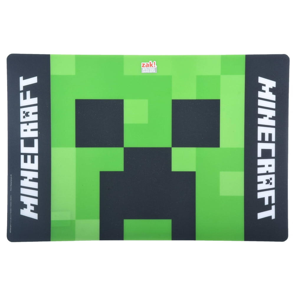 Zak Designs Minecraft Reusable BPA Free Kids Placemat, Creeper