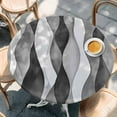 thumbnail image 3 of Gray Ripple Round Fitted Table Cover Abstract Gradient Watercolor Modern Waterproof Table Cloth with Elastic Edge Wipeable Tablecloth for Picnic Camping Party Fits 45"-54" Diameter, 3 of 8