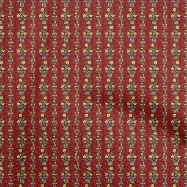 oneOone Rayon Red Fabric Floral Sewing Craft Projects Fabric Prints By Yard 56 Inch Wide