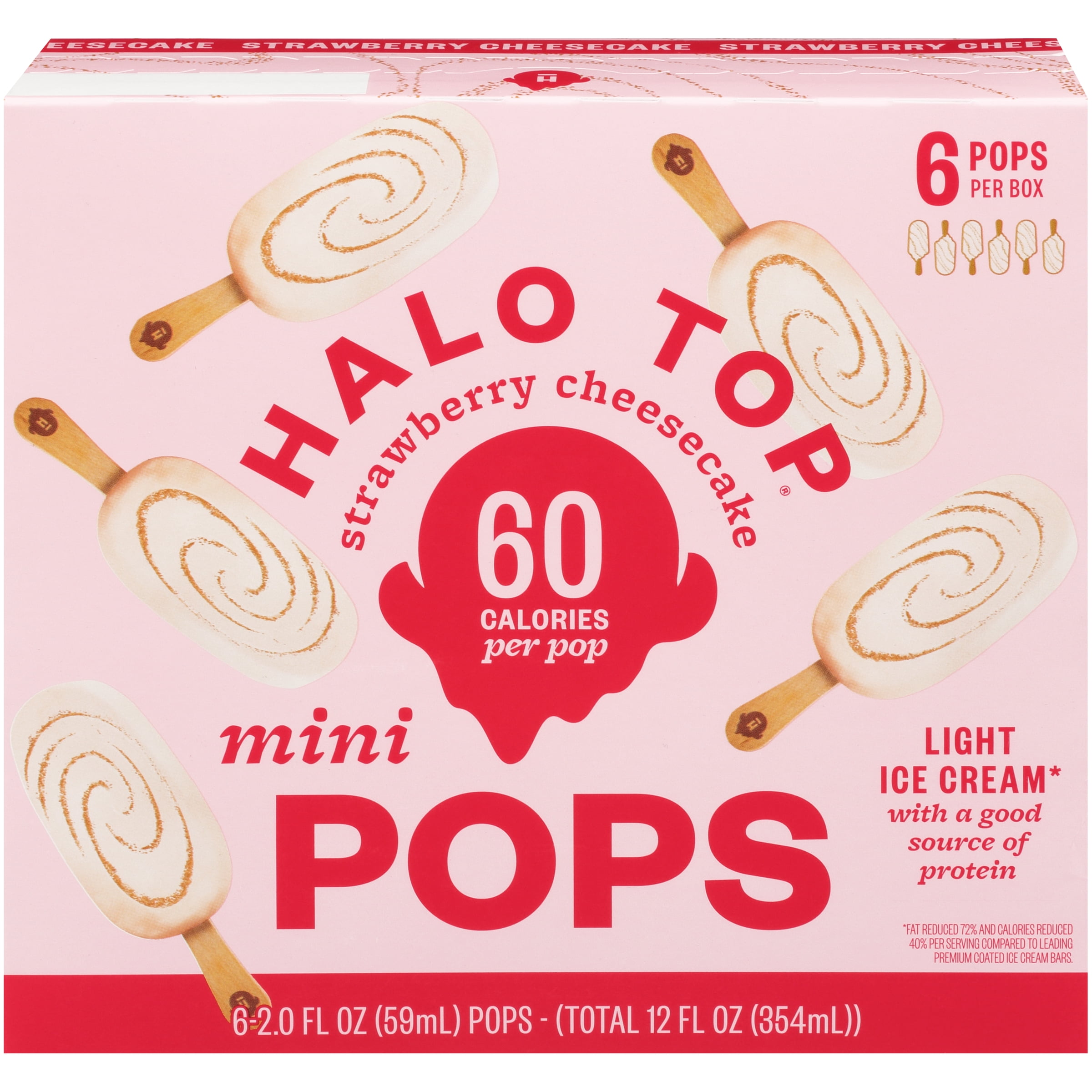 Halo Top Strawberry Cheesecake Light Ice Cream Mini Pops Walmart Com Walmart Com