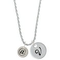 thumbnail image 1 of Delight Jewelry Silvertone Disc 1/2'' - Symbol - At Sign - @ - Silvertone Script Initial Disc - V - Charm Necklace, 20"+3", 1 of 4